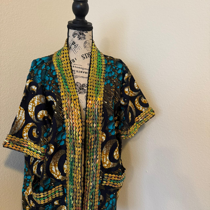 Hand beaded Ankara Jacket